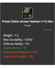 Priest Chitin Armor Helmet
 +-+11 Rebirt