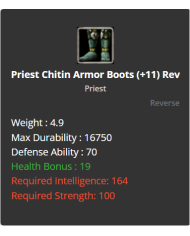 Priest Chitin Armor Boots
 +-+11 Rebirt