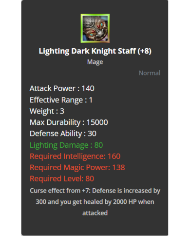 +8 Lighting Dark Knight Staff