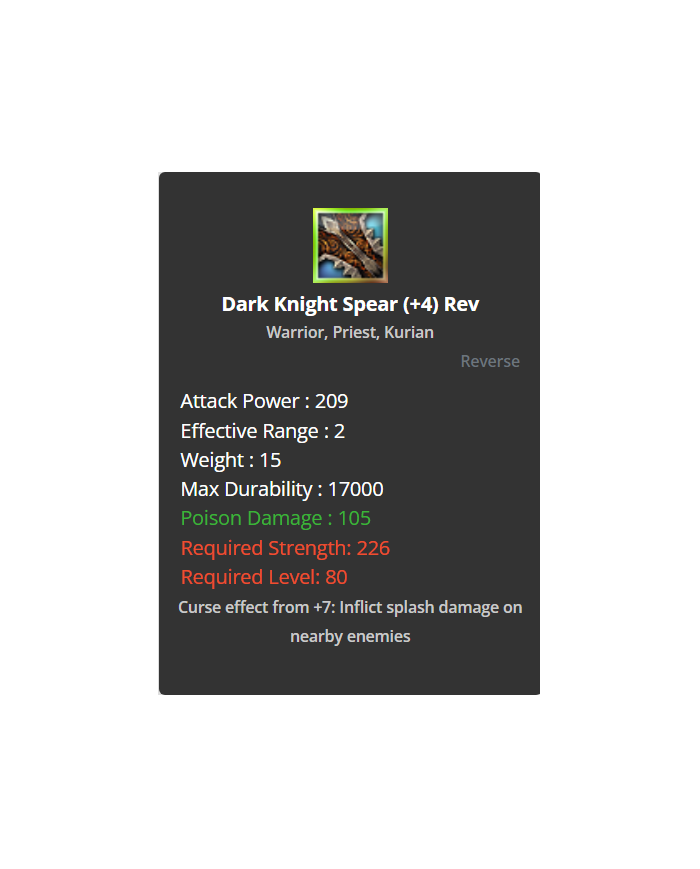 Dark Knight Spear +4 (Reverse)