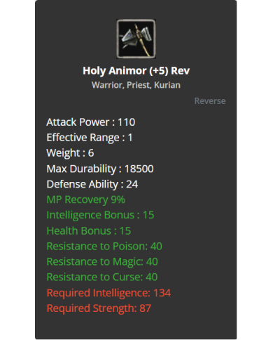 Holy Animor (+5) Rev 