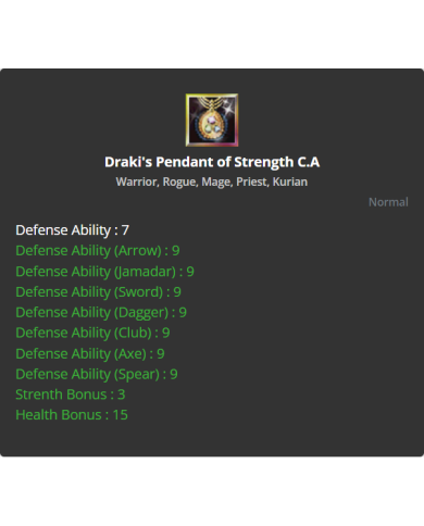 Draki's Pendant Of Strength C.A