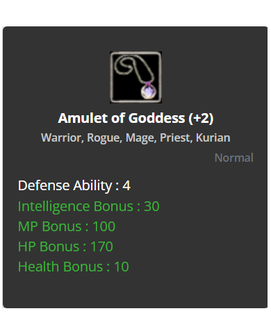 Amulet Of Goddess +2