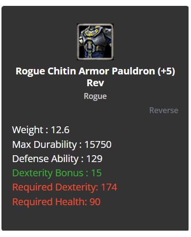 Rogue Chitin Set +8