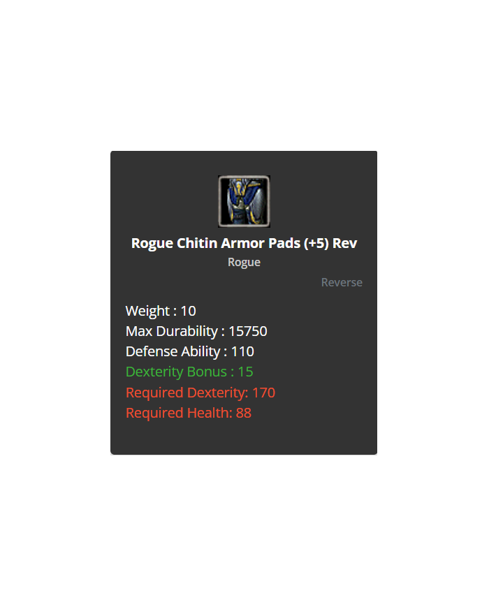 Rogue Chitin Set +8