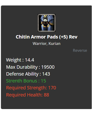 Warrior Chitin Set +8