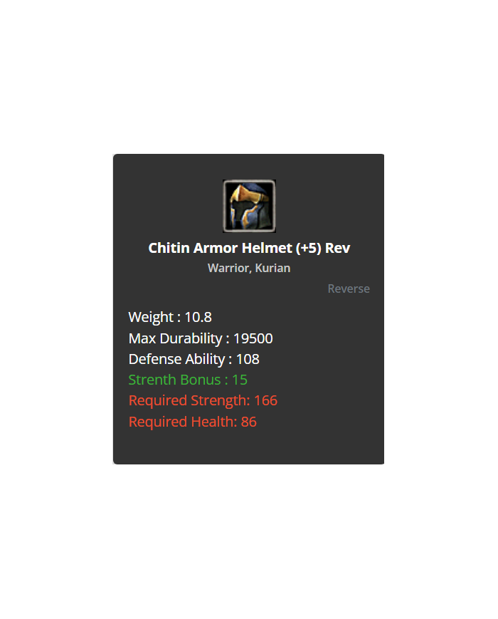 Warrior Chitin Set +8