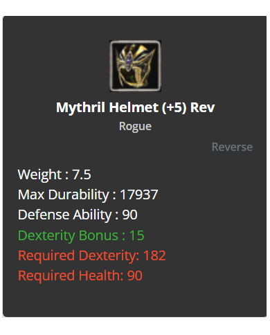 Mythril Helmet +5 Rev