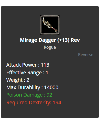 Mirage Dagger +13 Rev