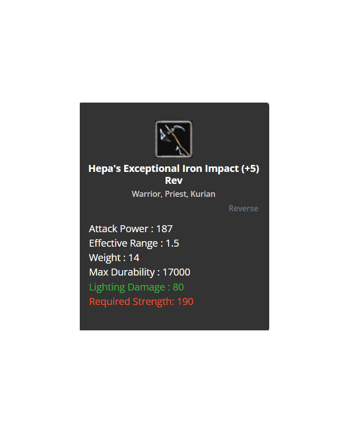 Hepa's Exceptional Iron Impact +5 Rev