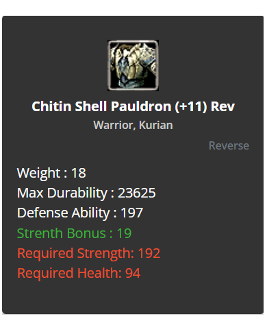 Chitin Shell Pauldron +11