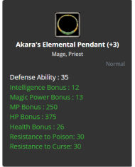 Akara's Elemental Pendant +3