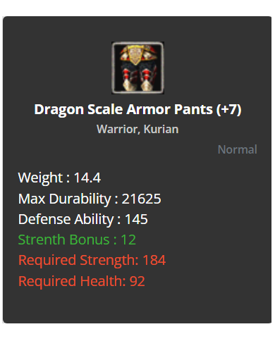 +7 Warrior Dragon Scale Set