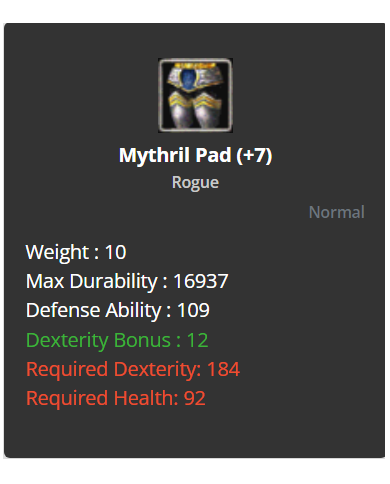 +7 Rogue Mythrill Set